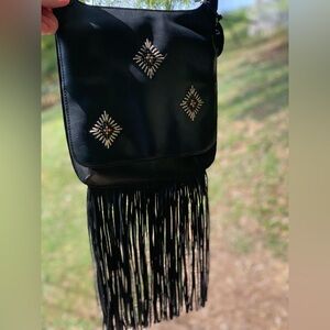 Gorgeous embellished Rolfs black‎ leather bag